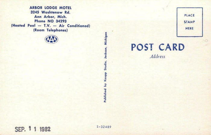 Arbor Lodge Motel - Old Postcard